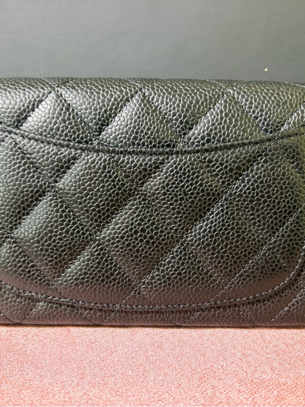 NWT CHANEL Black Quilted Caviar Leather Long Wallet with Silver CC - Picture 5 of 15